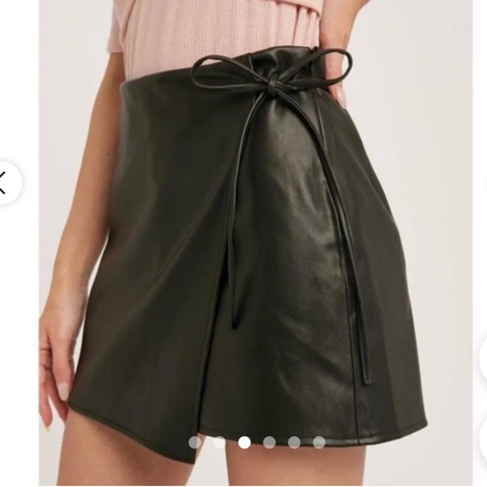 Abercrombie & Fitch Black faux leather Mini Wrap Skort